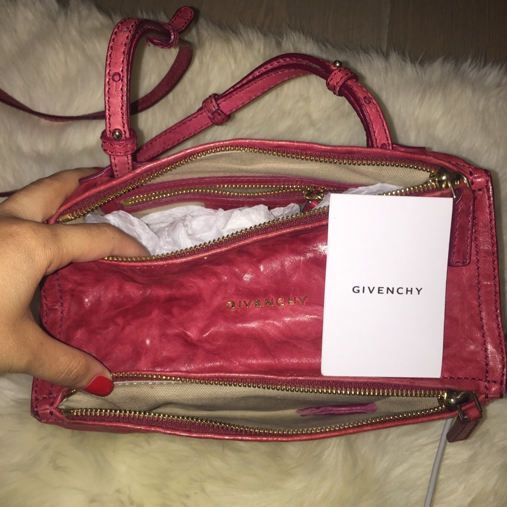 Givenchy Mini Pandora Pebbled Crossbody Cherry Red - Picture 5 of 8